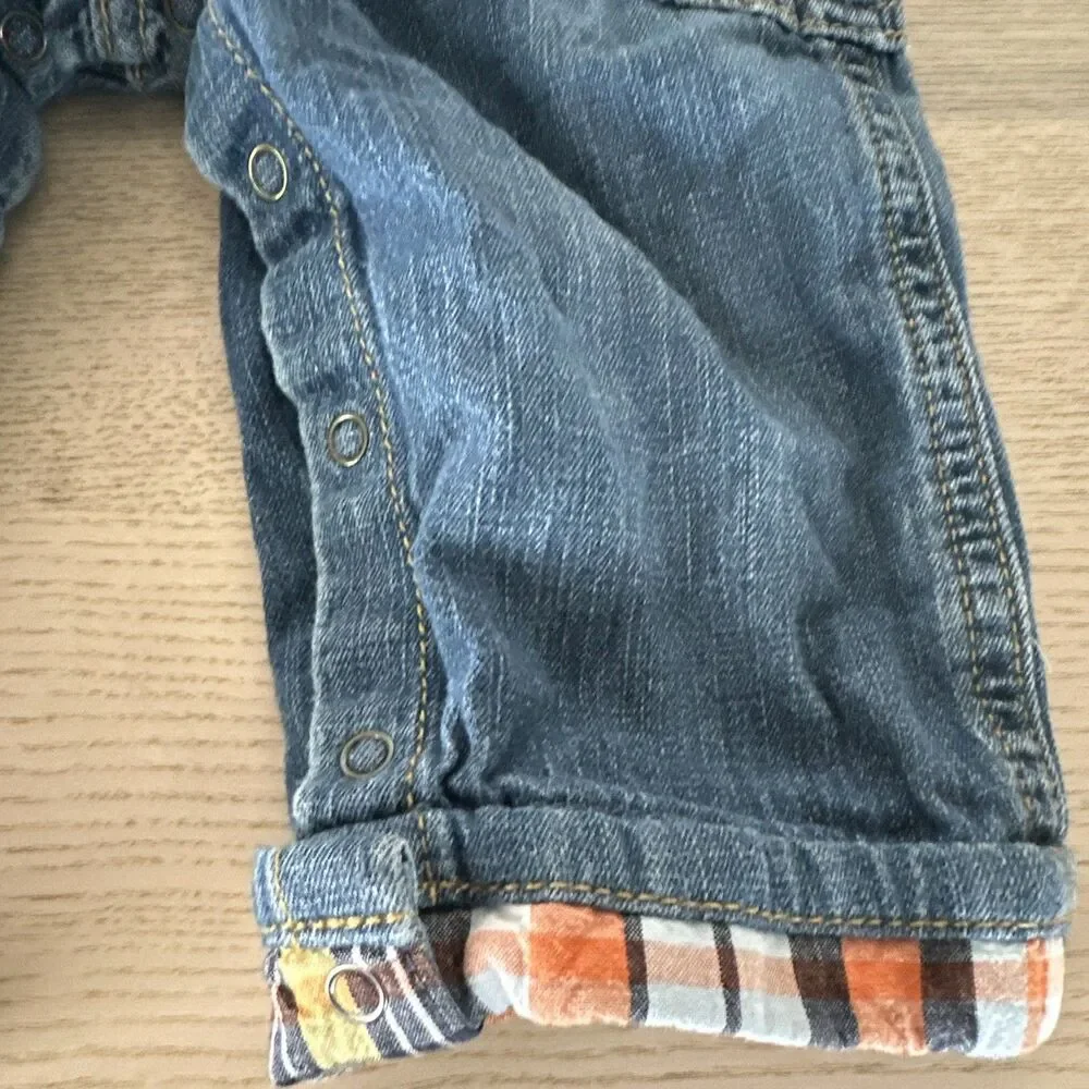 Gymboree 12-18 Months Denim Overalls Blue Elephant Embroidered Pockets